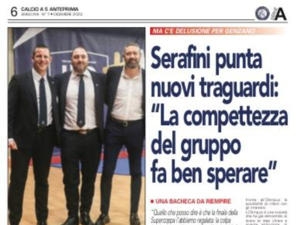 La copertina e le pagine dell'edizione del 17.12.2022 di Calcio a 5 Anteprima dedicate all'Olimpus Roma