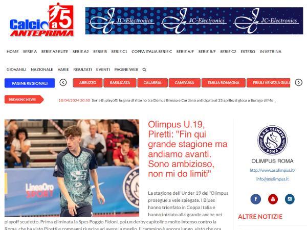 L'intervista a Giacomo Piretti su Calcio a 5 Anteprima