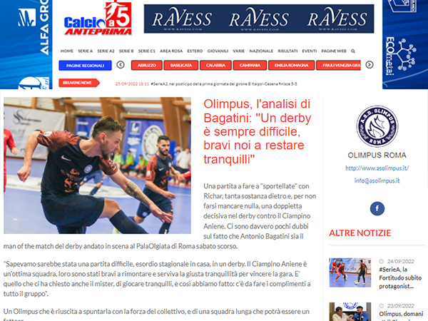 L'intervista ad Antonio Bagatini su Calcio a 5 Anteprima