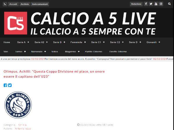 L'intervista a Simone Achilli su Calcio a 5 Live