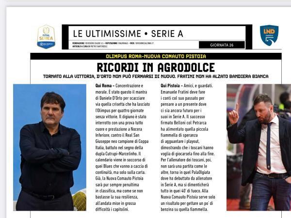 Le pagine dell'edizione del 05.04.2023 di Calcio a 5 Live dedicate all'Olimpus Roma
