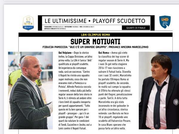 Le pagine dell'edizione del 10.05.2023 di Calcio a 5 Live dedicate all'Olimpus Roma