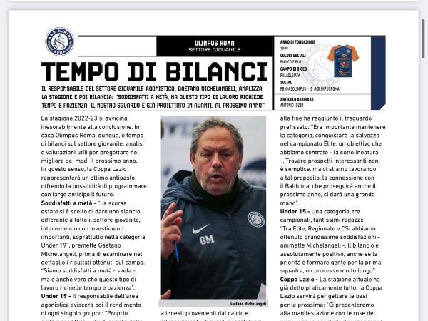 Le pagine dell'edizione del 10.05.2023 di Calcio a 5 Live dedicate all'Olimpus Roma