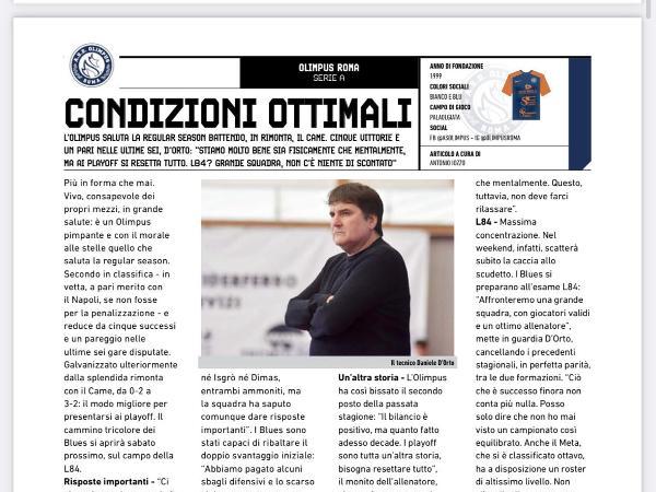 Le pagine dell'edizione del 10.05.2023 di Calcio a 5 Live dedicate all'Olimpus Roma