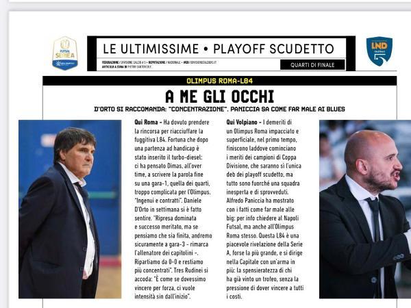 Le pagine dell'edizione del 17.05.2023 di Calcio a 5 Live dedicate all'Olimpus Roma