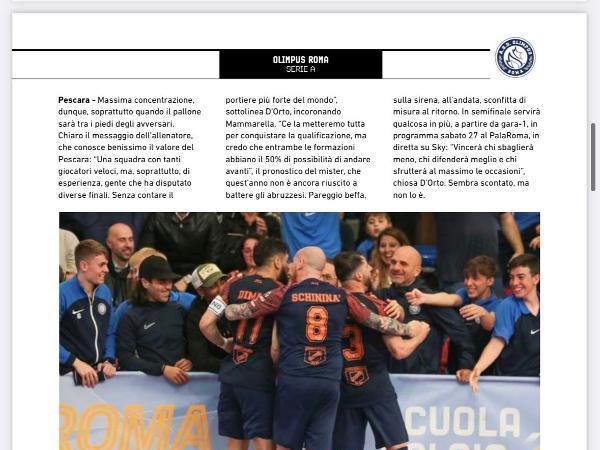 Le pagine dell'edizione del 24.05.2023 di Calcio a 5 Live dedicate all'Olimpus Roma