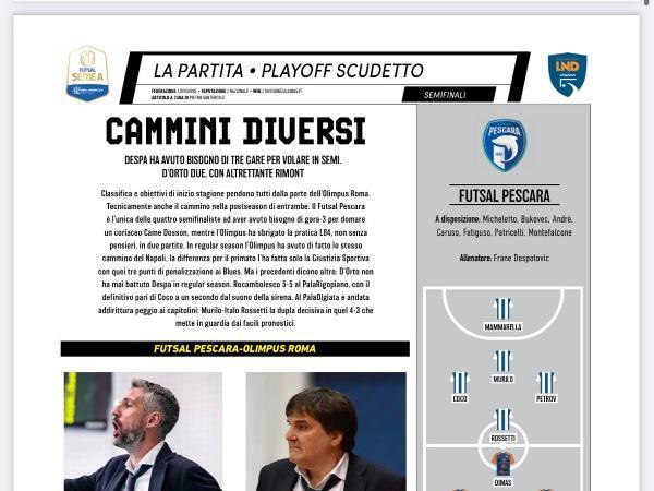 Le pagine dell'edizione del 24.05.2023 di Calcio a 5 Live dedicate all'Olimpus Roma