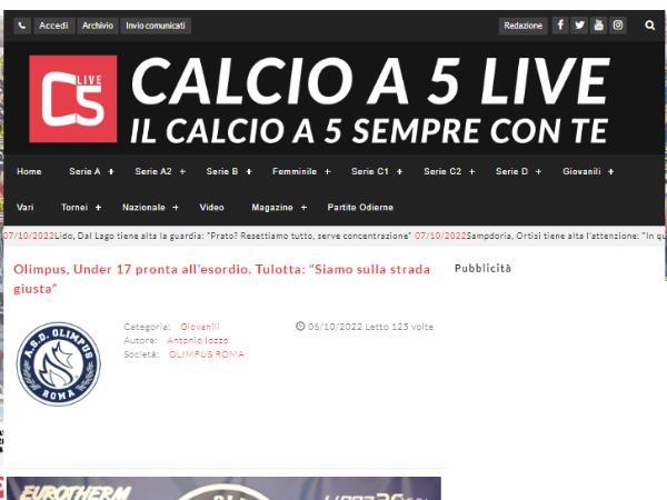 L'intervista al mister Maurizio Tulotta su Calcio a 5 Live