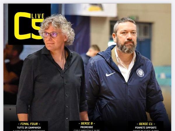 La copertina e le pagine dell'edizione dell' 08.03.2023 di Calcio a 5 Live dedicate all'Olimpus Roma