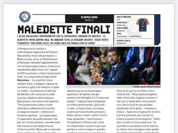 Le pagine dell'edizione del 14.12.2022 di Calcio a 5 Live dedicate all'Olimpus Roma