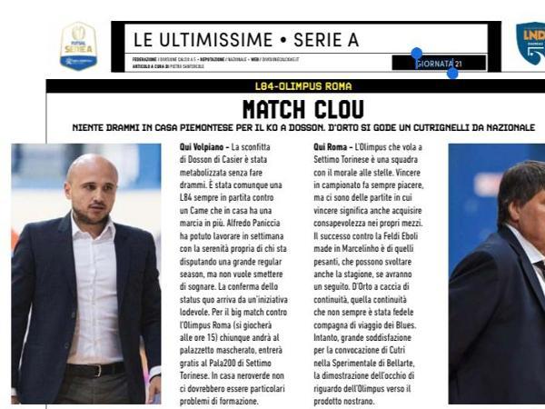 Le pagine dell'edizione del 15.02.2023 di Calcio a 5 Live dedicate all'Olimpus Roma