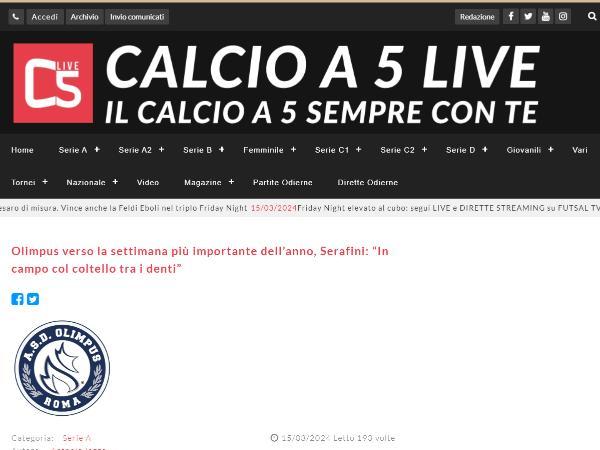 L'intervista al Vicepresidente Renato Serafini su Calcio a 5 Live