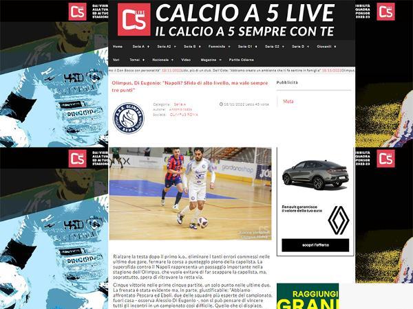 Su Calcio a 5 Live l'intervista ad Alessio Di Eugenio