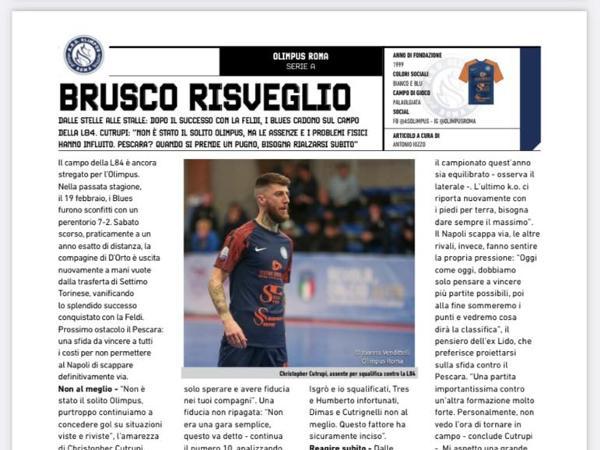 Le pagine dell'edizione del 22.02.2023 di Calcio a 5 Live dedicate all'Olimpus Roma
