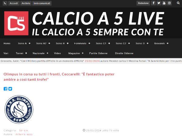 L'intervista a Tommaso Ceccarelli su Calcio a 5 Live