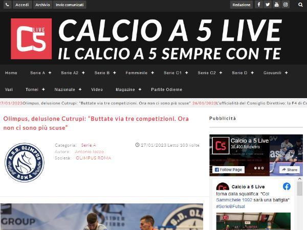 L'intervista a Christopher Cutrupi su Calcio a 5 Live
