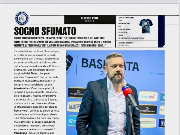 Le pagine dell'edizione del 27.03.2024 di Calcio a 5 Live dedicate all'Olimpus Roma