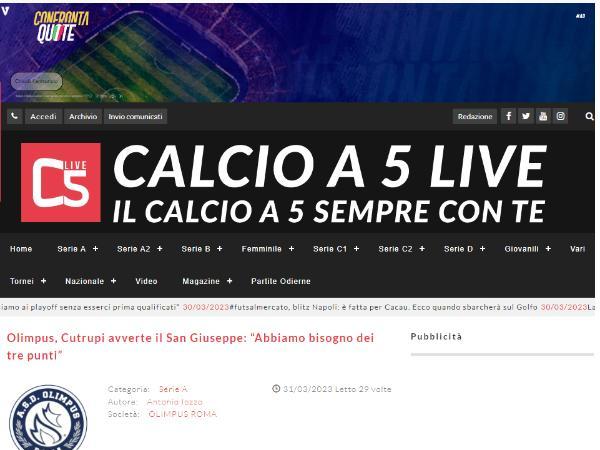 L'intervista a Christopher Cutrupi su Calcio a 5 Live