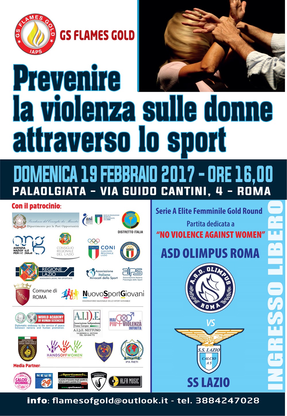 Olimpus-Lazio: un derby per sostenere la lotta alla violenza sulle donne