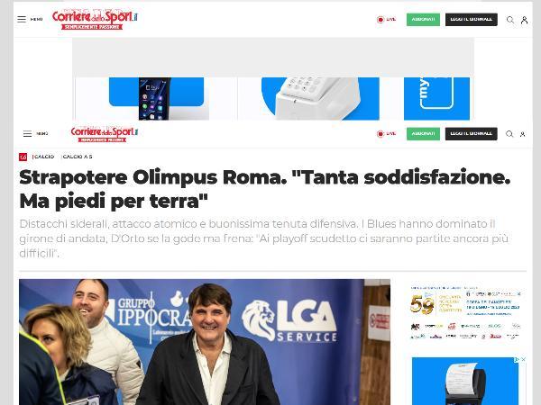 L'articolo de Il Corriere dello Sport dedicato all'Olimpus Roma