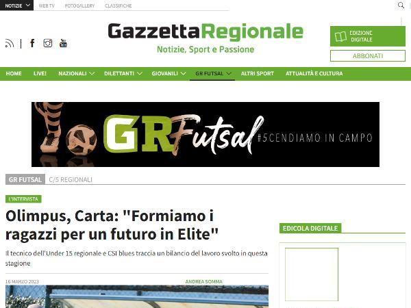 L'intervista al mister Claudio Carta su Gazzetta Regionale