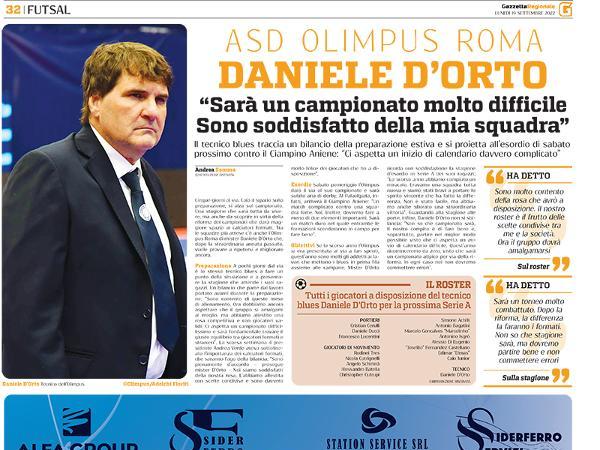 L'intervista al mister Daniele D'Orto su Gazzetta Regionale