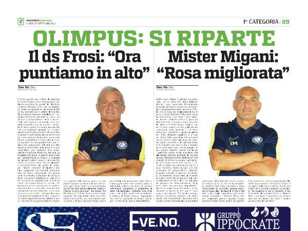 Le interviste al DS Michele Frosi ed al Mister Ivan Migani su Gazzetta Regionale