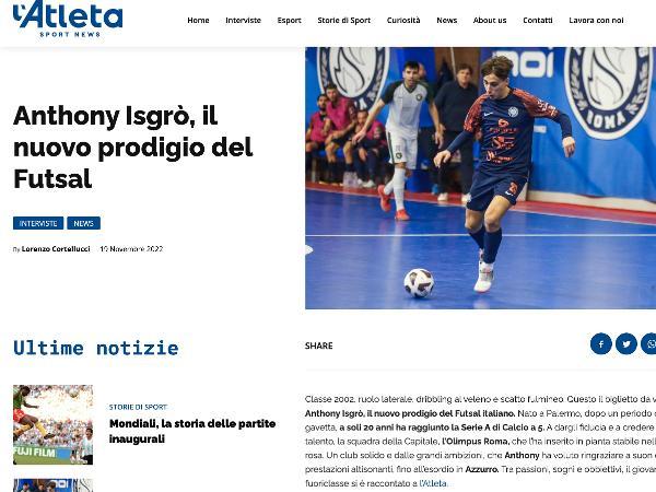 L'intervista su L'Atleta ad Antonino Isgro'